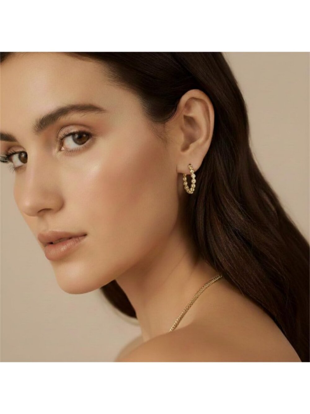 Trendy 14K Gold Hoop Earrings for Women - CZ Round & Heart Design, 25mm - Picture 8 of 8
